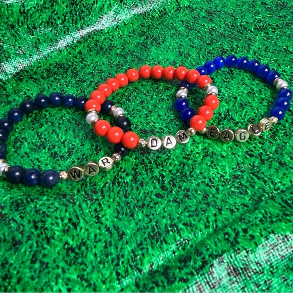 Auburn Tigers Beaded Game Day Bracelet Stack Blue & Orange Team War Dam Eagle - Picture 11 of 12